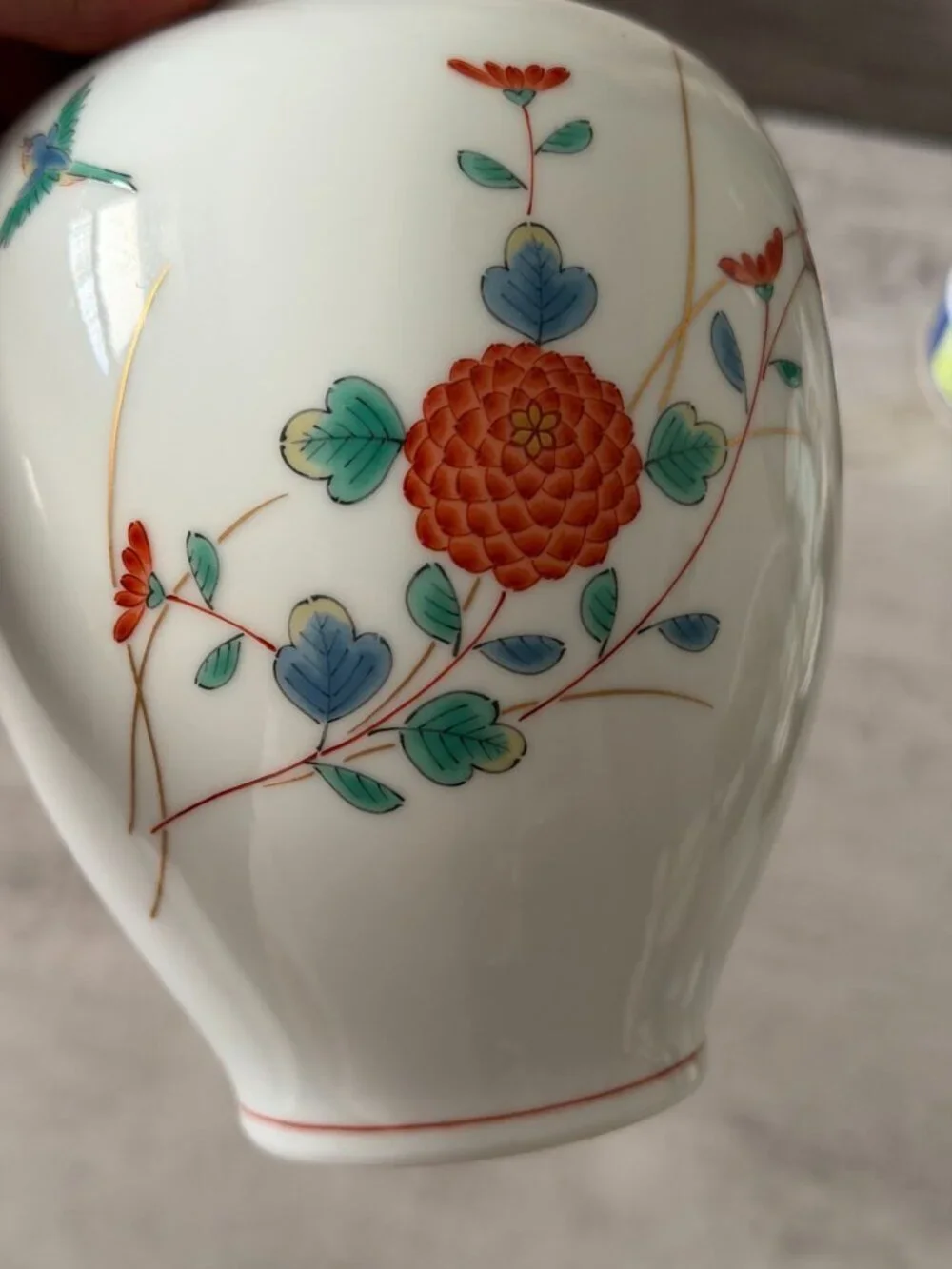 Vintage 50s Fukagawa Seiji Arita Chrystanthemum Hand Painted Vase 6.5